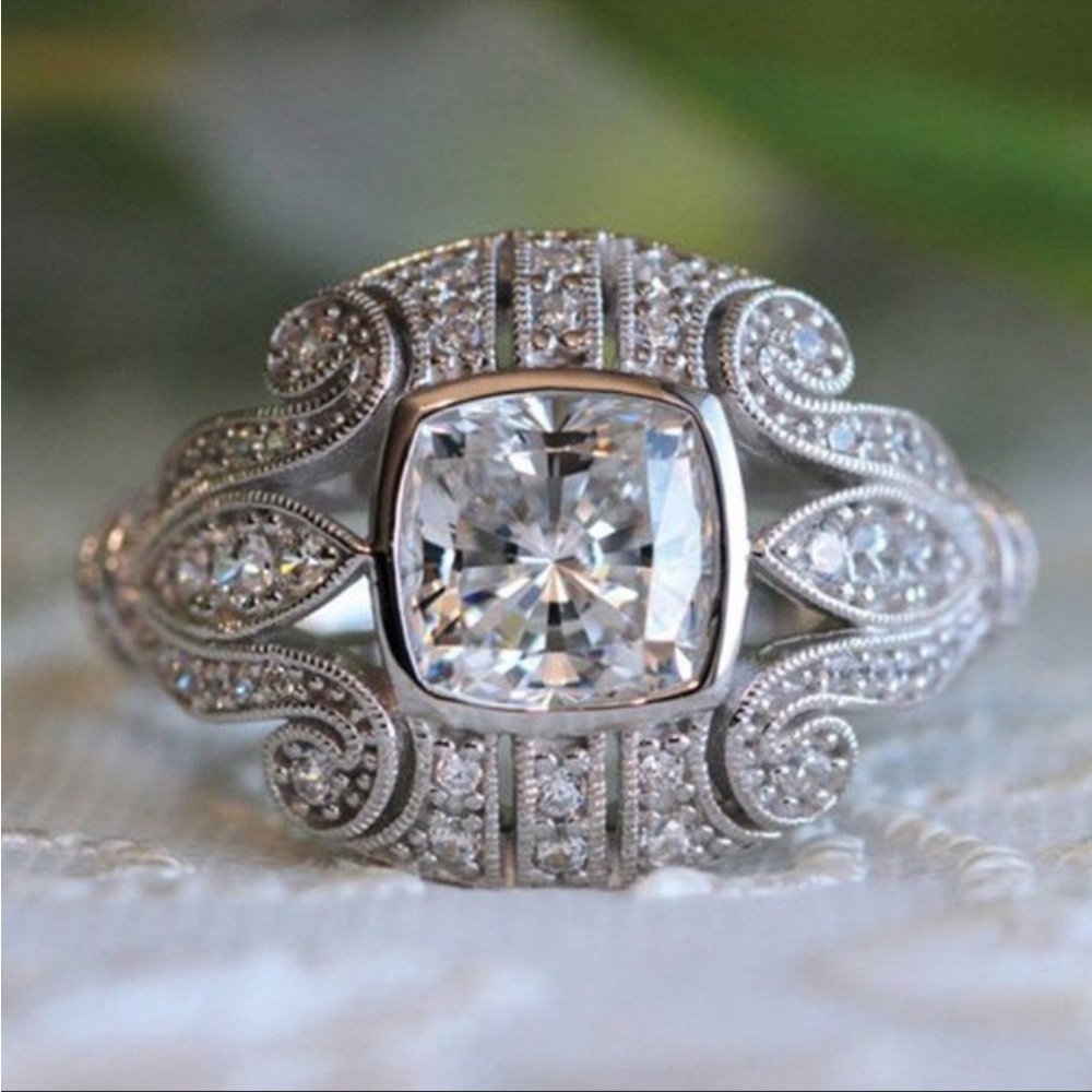 New 925 Silver Vintage Art Deco Diamond Ring 💍